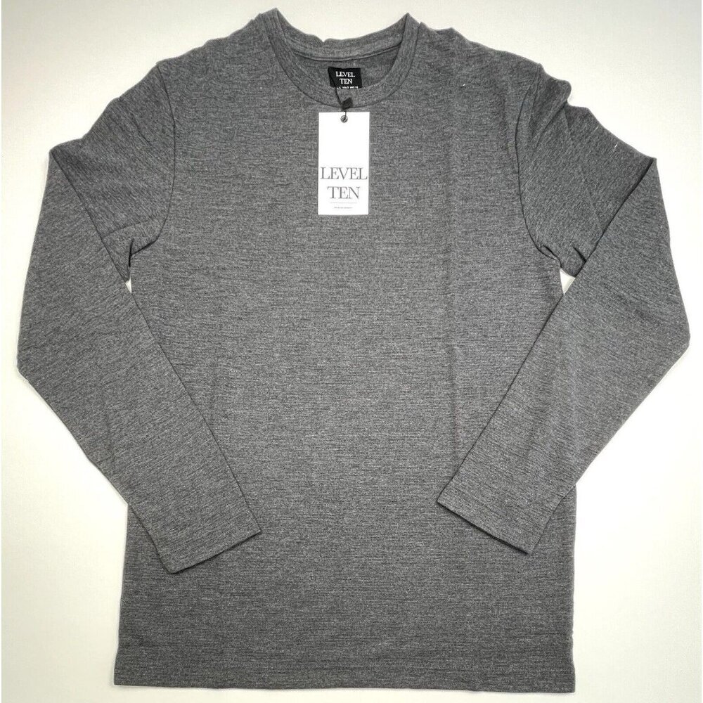 Level Ten Men's Long Sleeve Crewneck Tee - Gray